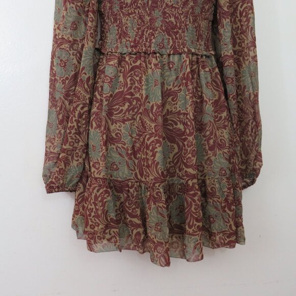 Wilfred Aritzia Size Small Tempest Mini Smocked Chiffon Mini Dress Floral Print - Picture 5 of 7